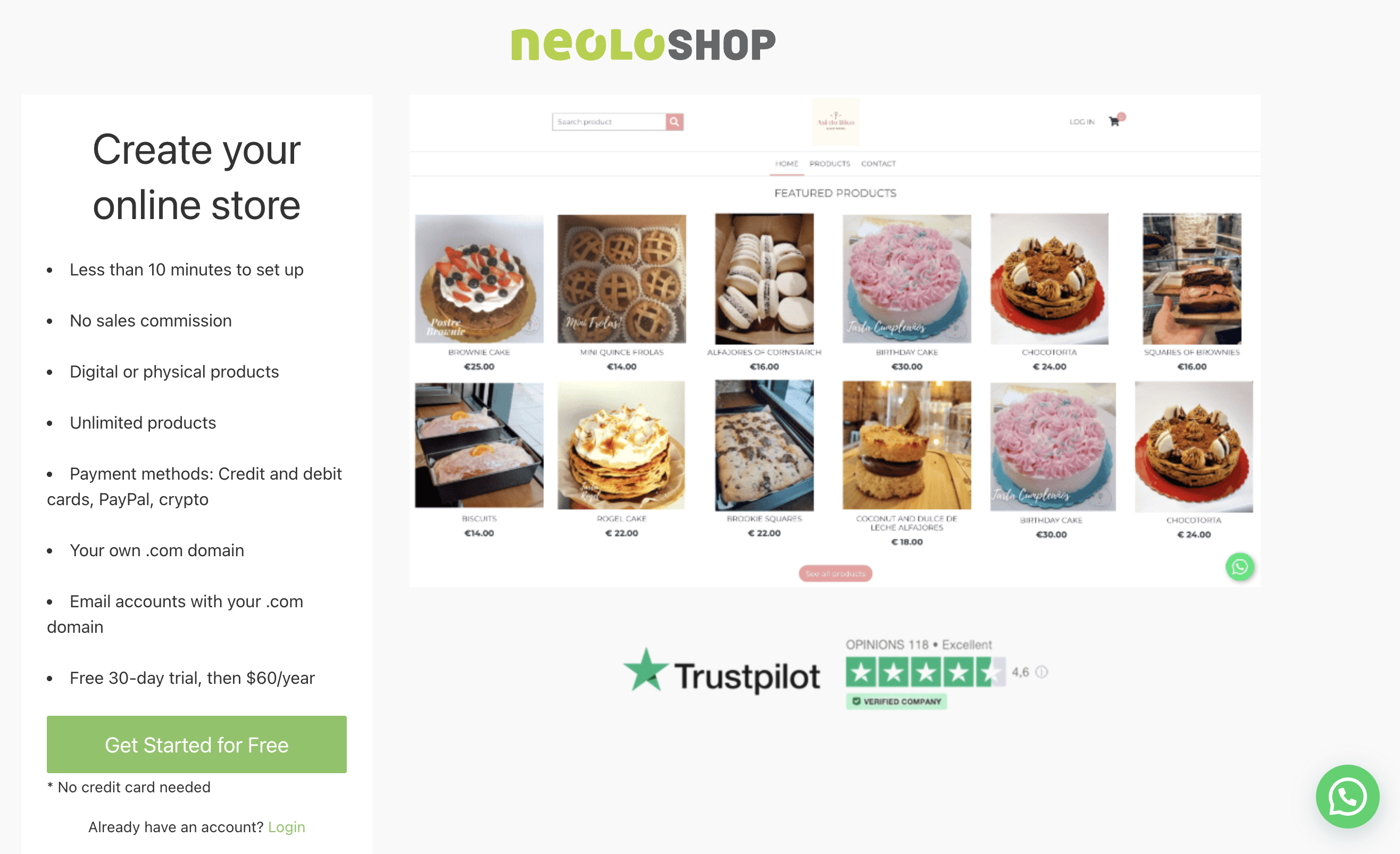 What is the cost of Neolo Shop?